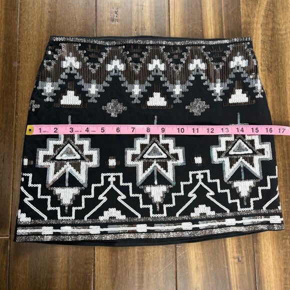 Express Factory Black& White Mini Sequin Skirt Art Deco Geometric Y2K Monochrome - Picture 4 of 9